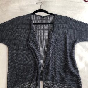 Gray textured sheer cardigan